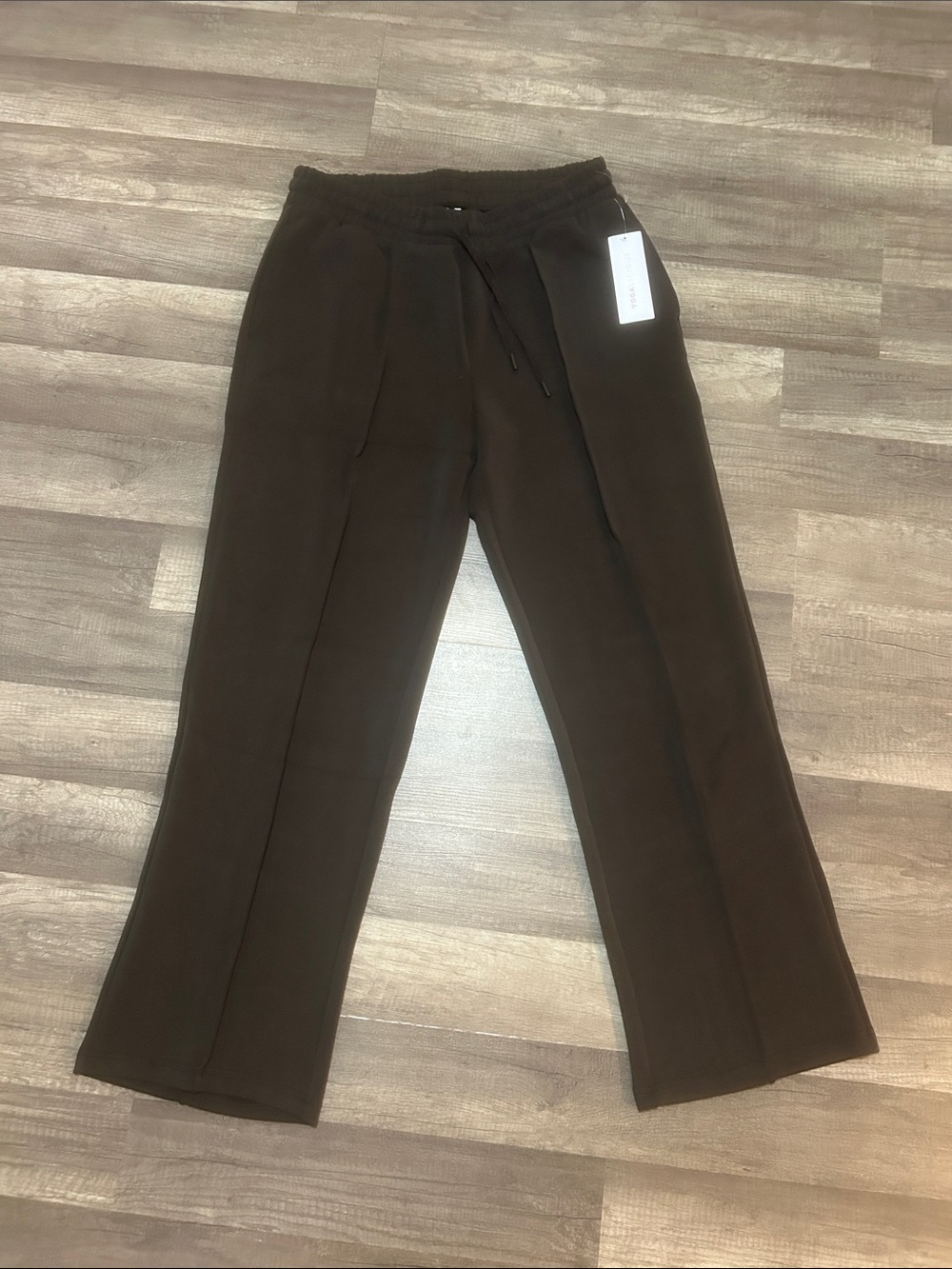 Yogalicious Women’s Pants Dark Brown Drawstring Wide Leg Size XL NWT